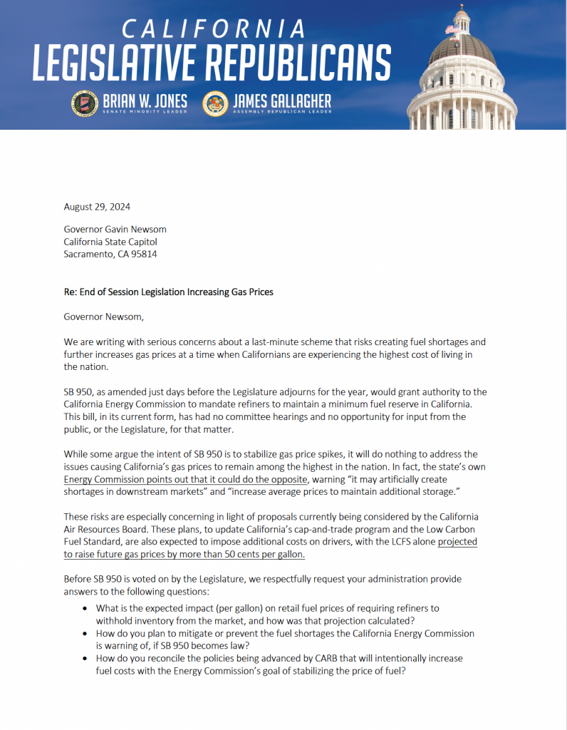 Legislative Republicans Letter to Governor